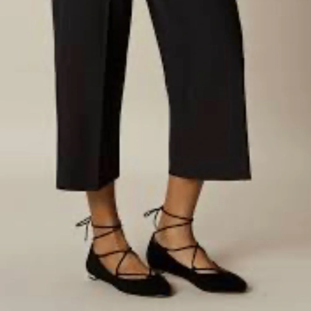 Karen Millen Lace Up Black Suede Flats 10 - Picture 1 of 8